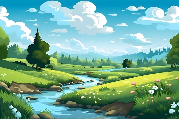Ilustração de paisagem de desenho animado simples