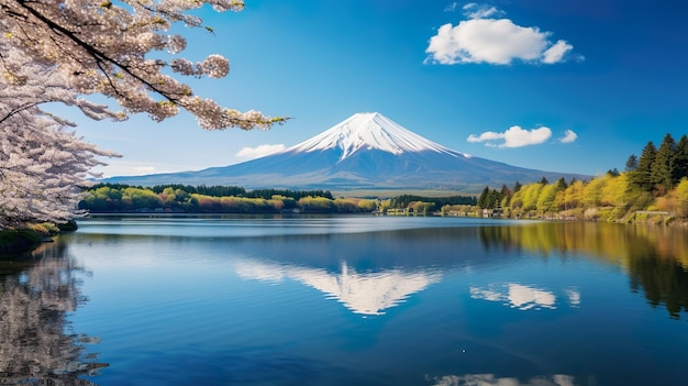 Ilustração de paisagem de montanha japonesa fundo Monte Fuji Japão fundo de estilo vetorial para arte de parede impressão decoração design de cartaz