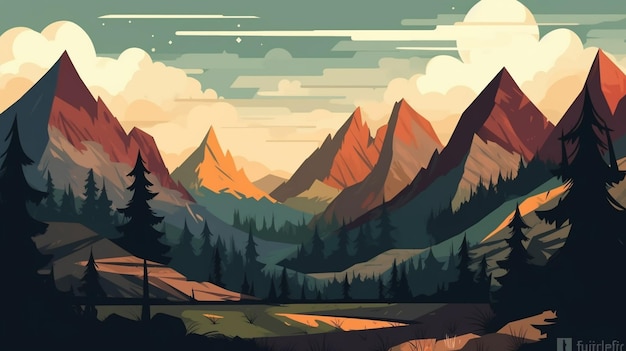 Ilustração de paisagem de montanha