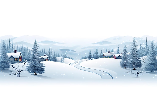 Ilustração de paisagem de neve de pinheiros de inverno