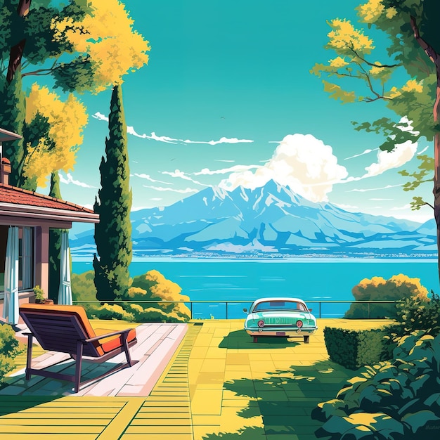 Ilustração de paisagem de verão