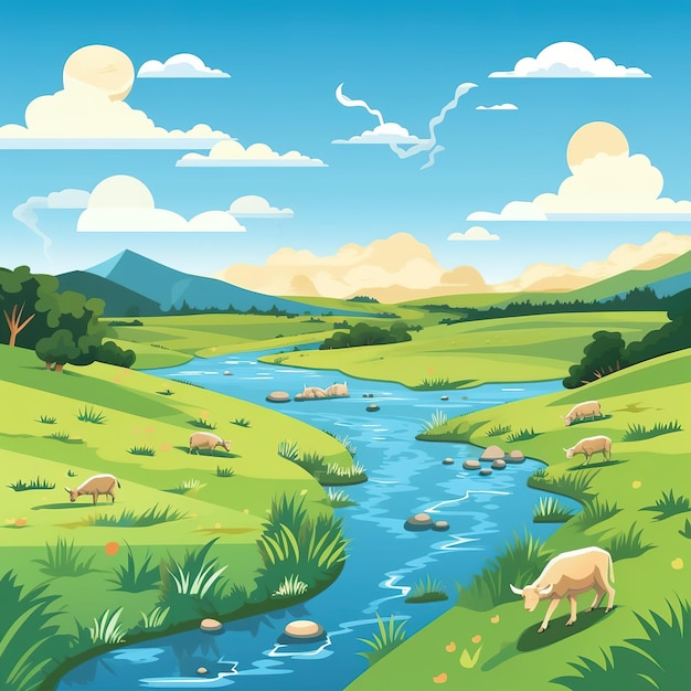 Ilustração de paisagem de verão