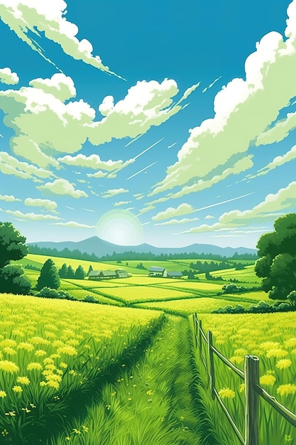 Ilustração de paisagem de verão