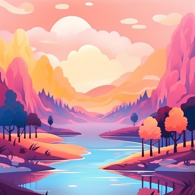 Ilustração de paisagem de verão