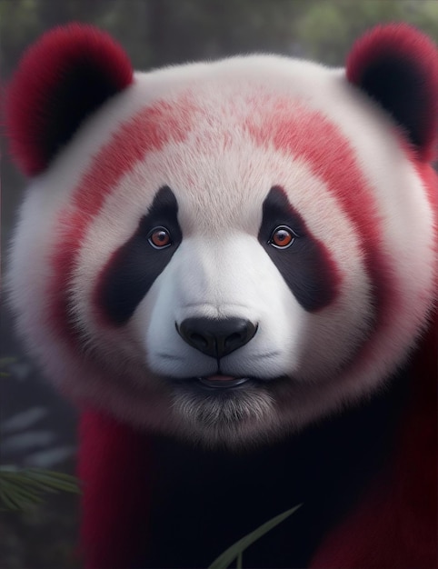 ilustração de panda com pelo vermelho