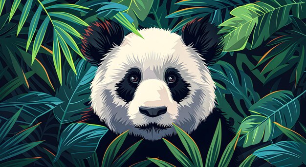 Ilustração de panda minimalista brilhante em estilo vetorial Cores e contornos simples