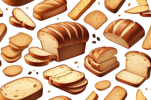 Ilustração de pão cortado isolado em fundo branco