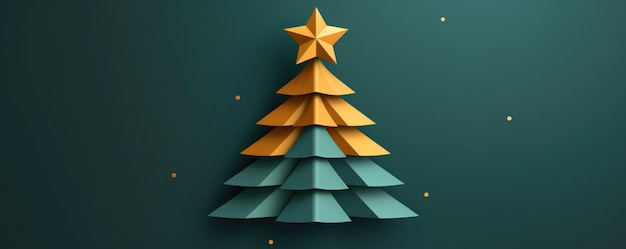 Ilustração de papel de árvore de Natal Bandeira de Natal Feliz fundo Generative ai