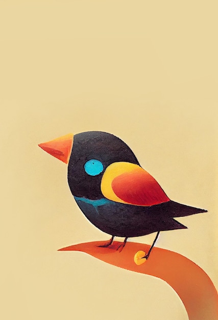 Ilustração de pássaro colorido para crianças livro infantil em aquarela pintura arte personagem de desenho animado