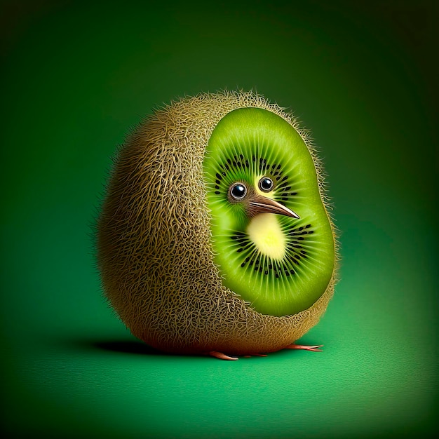 Ilustração de pássaro kiwi estilizado kiwi em um fundo verde