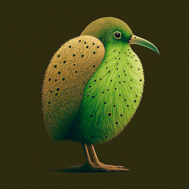 Ilustração de pássaro kiwi estilizado kiwi em um fundo verde