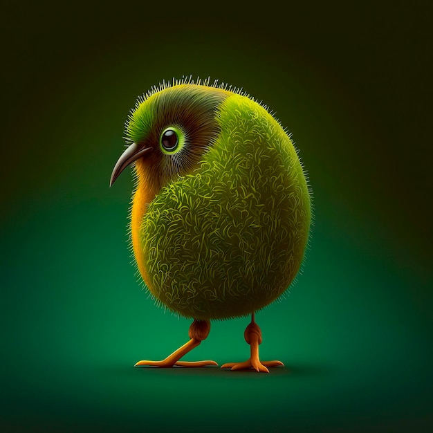 Ilustração de pássaro kiwi estilizado kiwi em um fundo verde