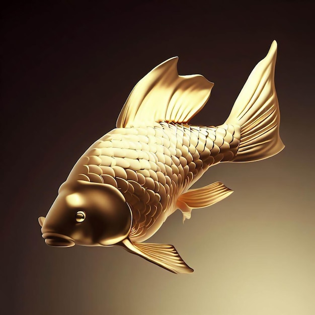 Ilustração de peixe koi de ouro em 3d