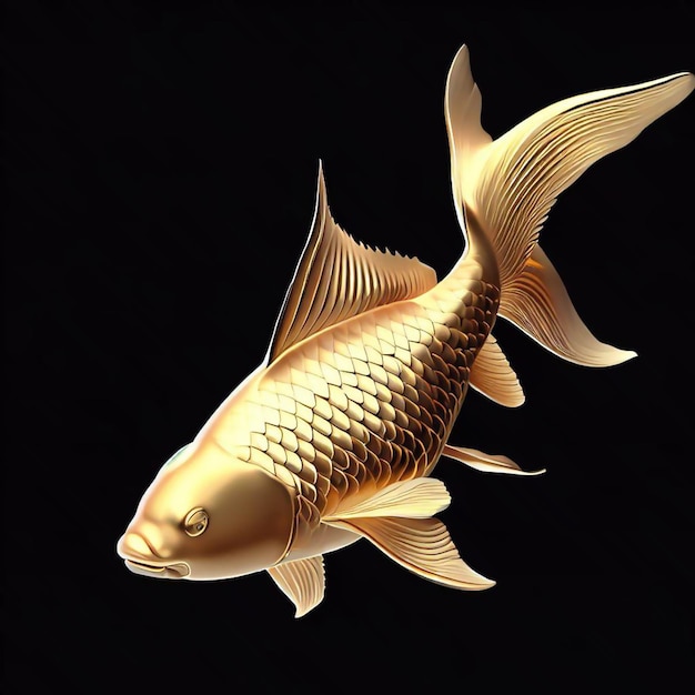 Foto ilustração de peixe koi de ouro em 3d