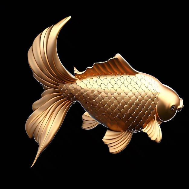 Ilustração de peixe koi de ouro em 3d