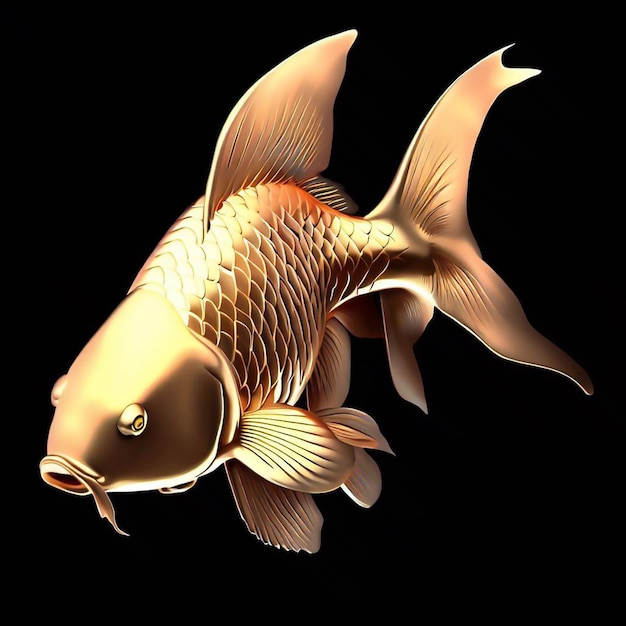 Foto ilustração de peixe koi de ouro em 3d