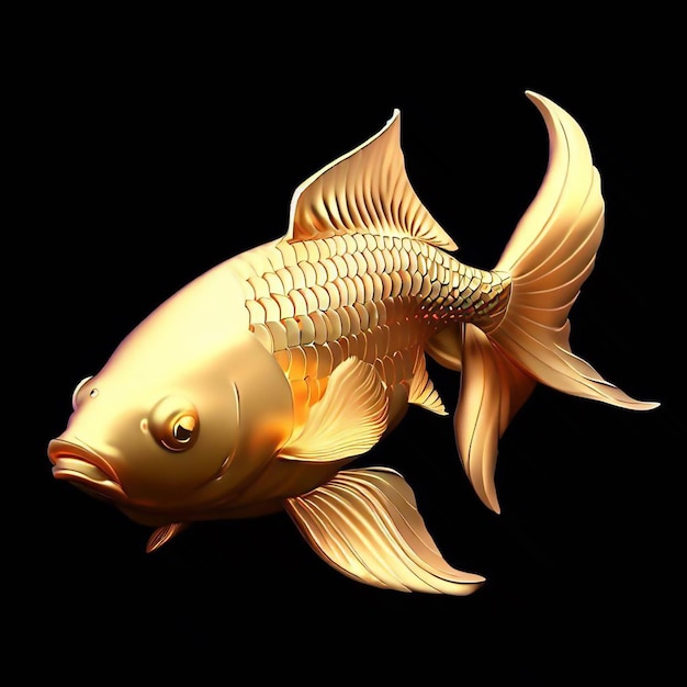 Ilustração de peixe koi de ouro em 3d