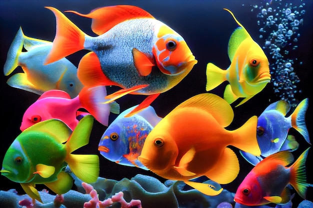 Foto ilustração de peixes coloridos no mar vermelho generative ai generative ai