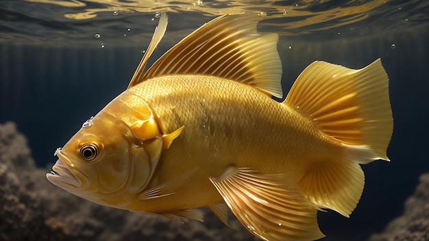 Ilustração de peixes dourados nadando suavemente nas águas tranquilas