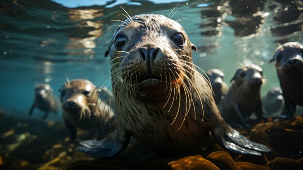 Foto ilustração de peixes e animais aquáticos