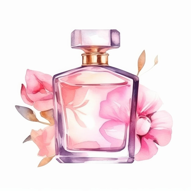 Ilustração de perfume em aquarela AI Generative