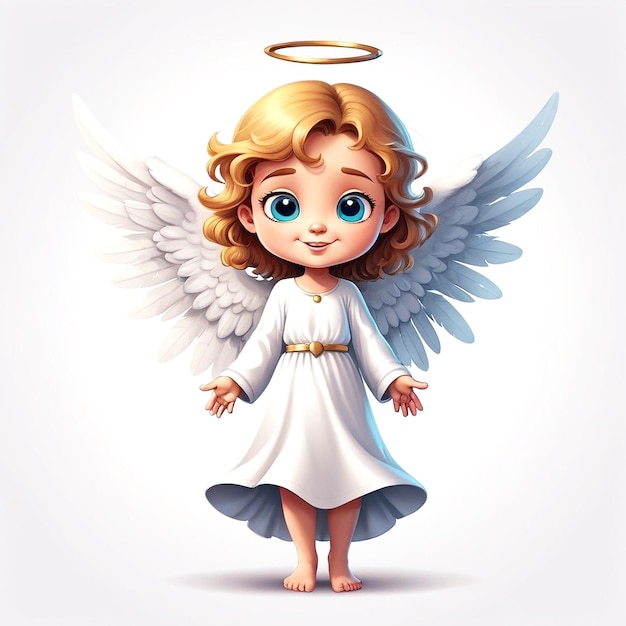 Ilustração de personagem de desenho animado de anjo em fundo branco