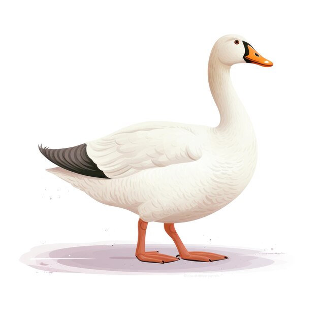 Foto ilustração de personagem de desenho animado de ganso em fundo branco