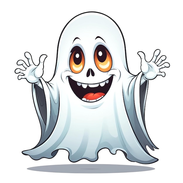 Foto ilustração de personagem de desenho animado fantasma em fundo branco