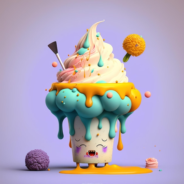 Ilustração de personagem de sorvete