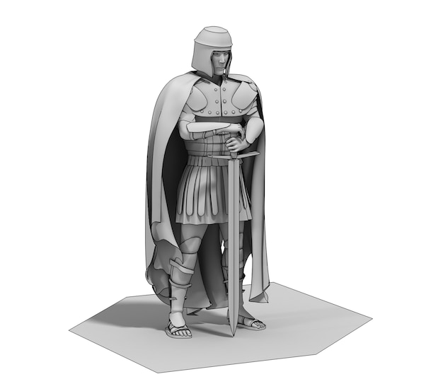 Ilustração de personagem guerreiro renderização 3D