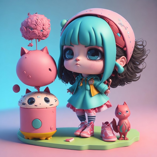 Foto ilustração de personagens da boneca chibi