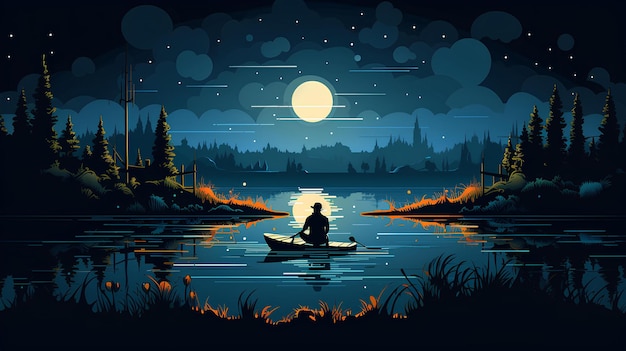 Ilustração de pesca noturna