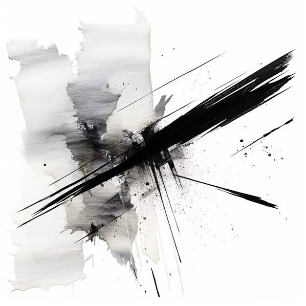 ilustração de pinceladas brancas com linhas no estilo de preto claro e spray cinza pintado