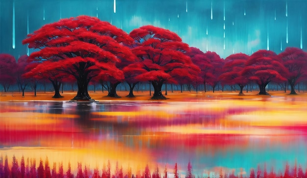 Ilustração de pintura de paisagem Arte digital Fundo de banner zen gerado por ai