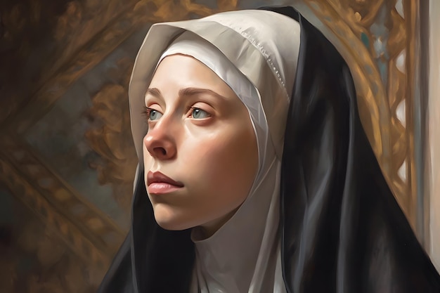 Ilustração de pintura de Santa Catarina de Siena Generative Ai St Catherine é uma famosa santa católica