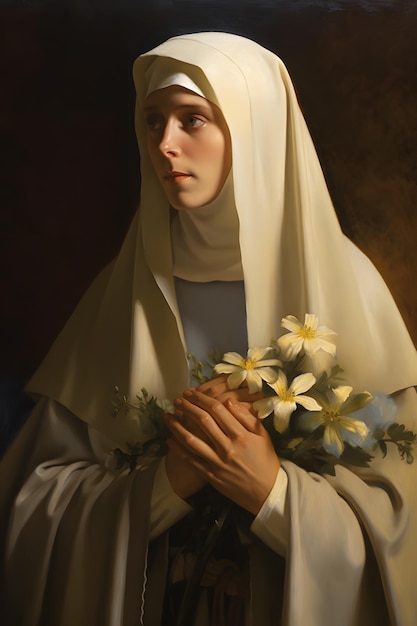 Ilustração de pintura de Santa Catarina de Siena Generative Ai St Catherine é uma famosa santa católica