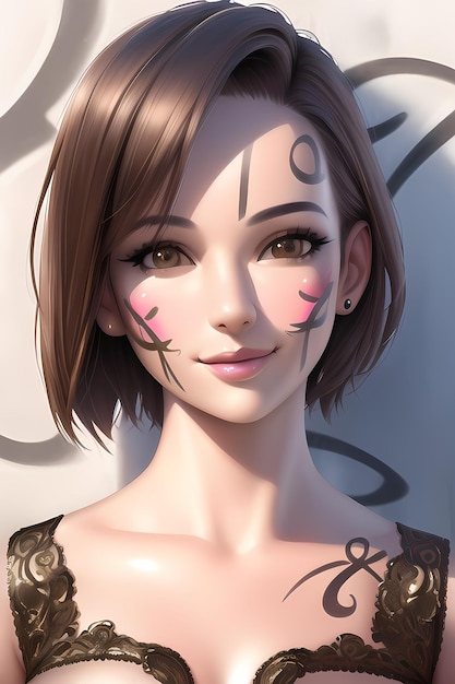 Ilustração de pintura digital de anime de mulher