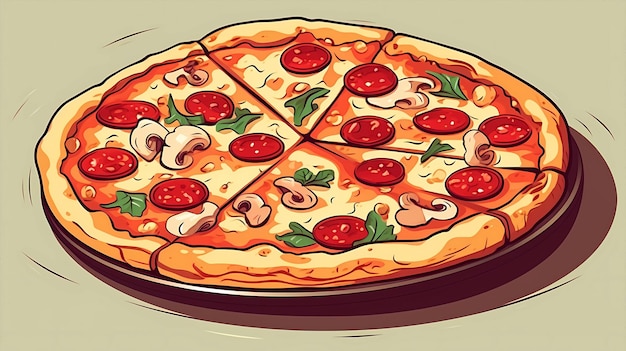 ilustração de pizza de desenho animado desenhada à mão