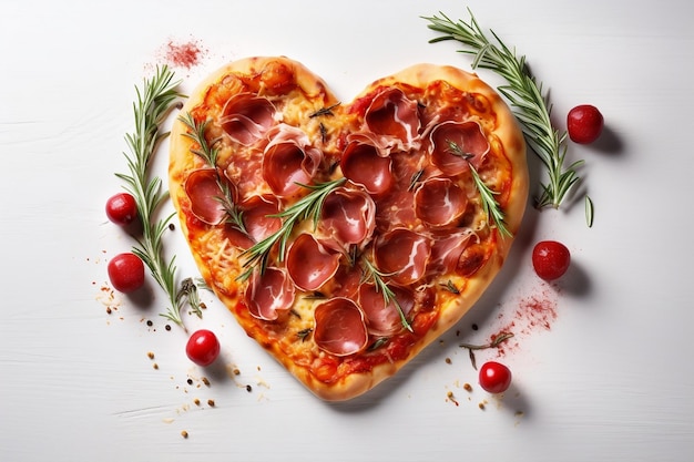 Ilustração de pizza em forma de coração Generative Ai