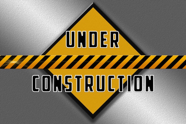 Ilustração de placa em construção em fundo cinza