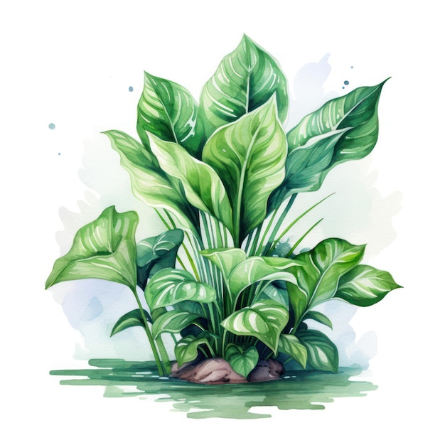 Ilustração de planta em aquarela em fundo branco