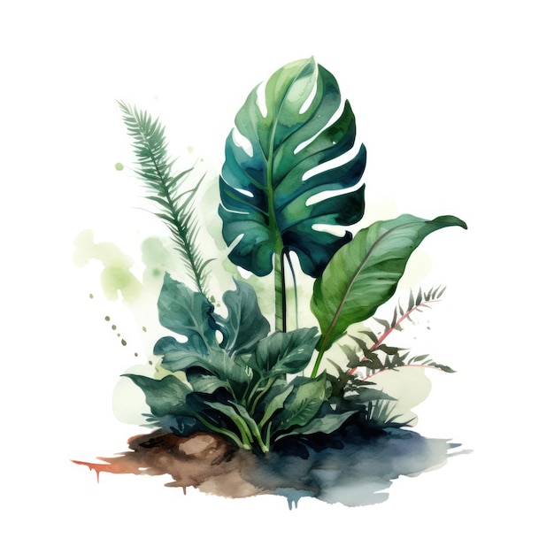 Ilustração de planta em aquarela em fundo branco