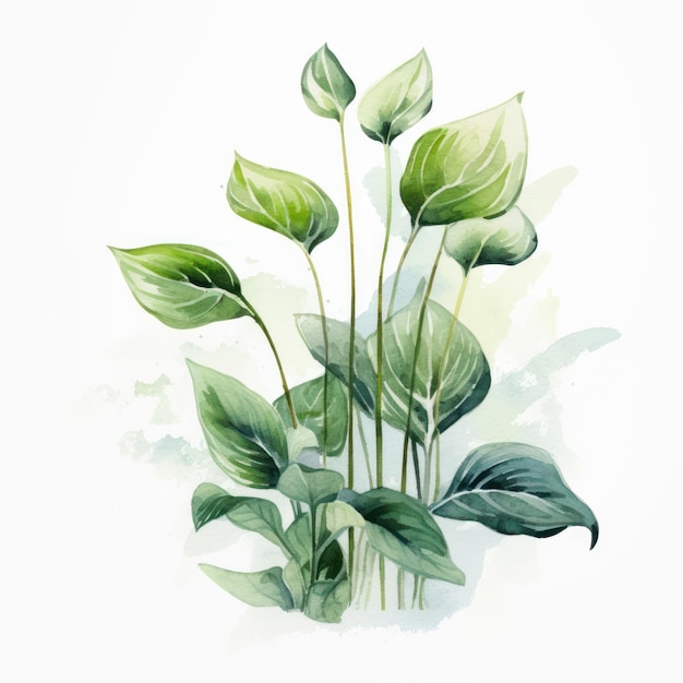 Ilustração de planta em aquarela em fundo branco