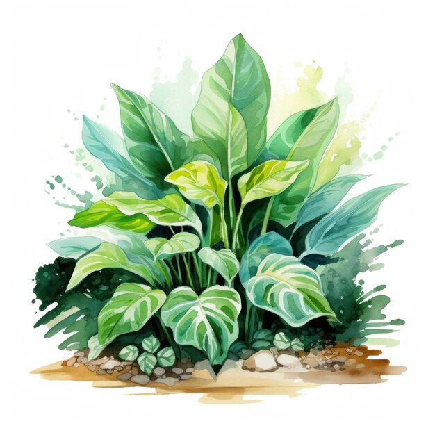 Ilustração de planta em aquarela em fundo branco