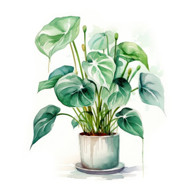 Ilustração de planta em aquarela em fundo branco