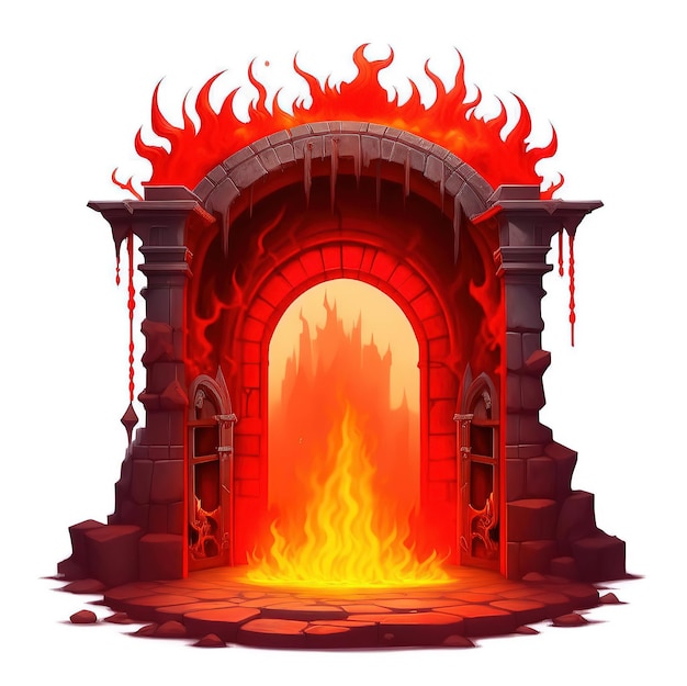 Ilustração de portais para o inferno em um fundo branco sem fundo