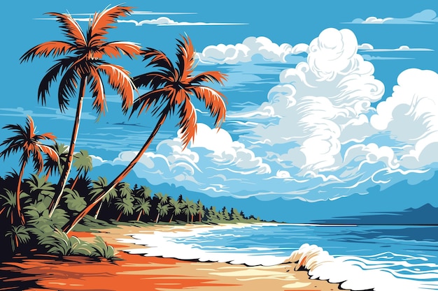 Ilustração de praia de verão