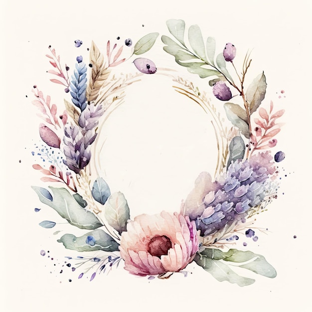 Ilustração de quadro floral em aquarela AI GenerativexA