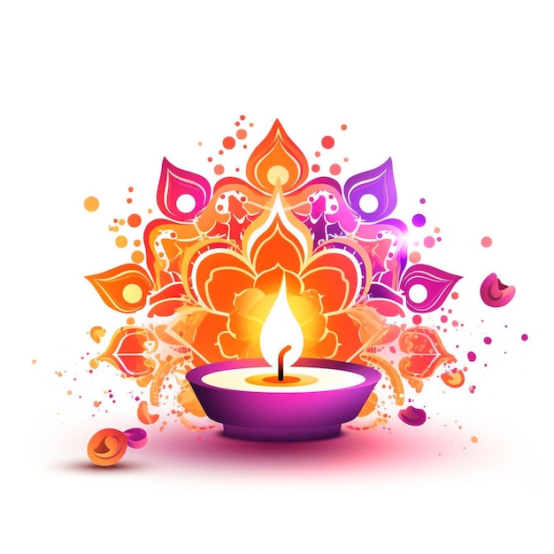 Ilustração de queima de diya em Diwali feliz