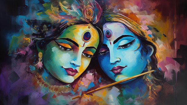 Ilustração de Radha e Krishna Ai generativo